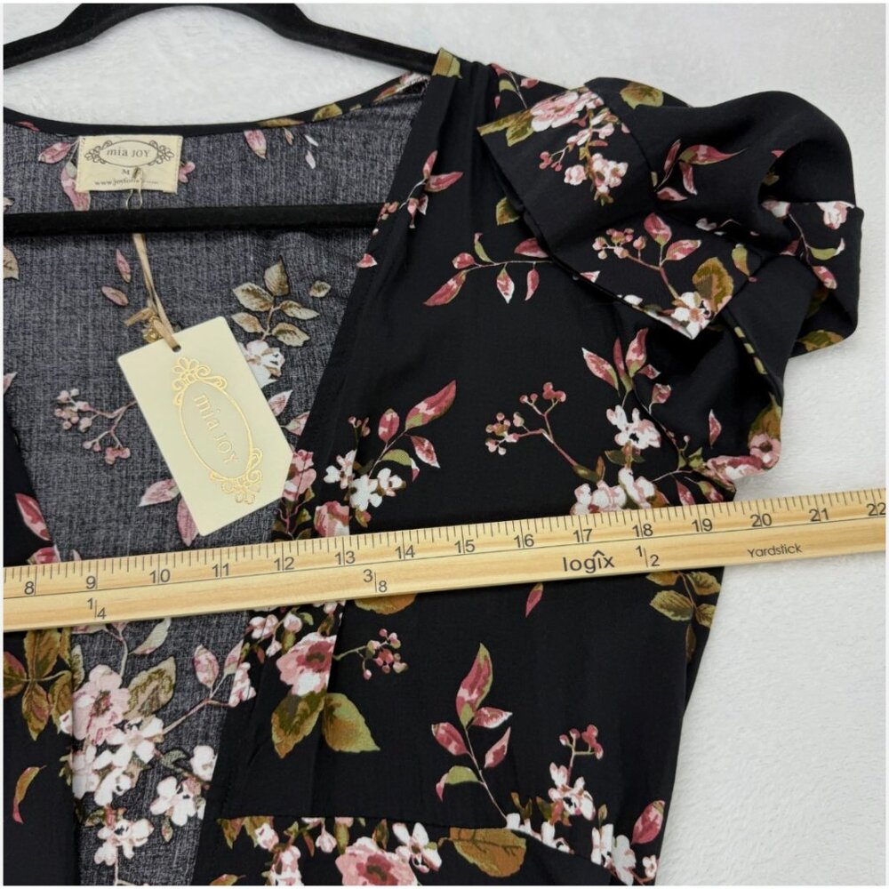 Mia Joy Joyfolie Kathleen Black Floral Duster Long Top‎ Festival Boho Feminine - Picture 13 of 15